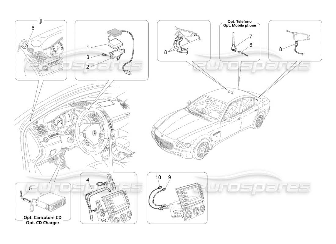 maserati qtp. (2007) 4.2 f1 reception and connection system part diagram