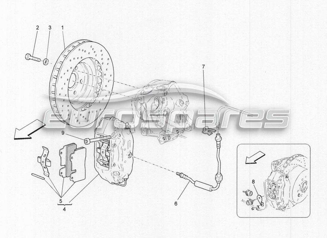 maserati grancabrio mc centenario rear braking system parts diagram