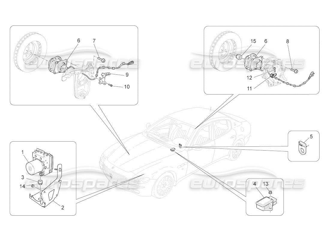 maserati qtp. (2010) 4.2 auto braking control systems parts diagram
