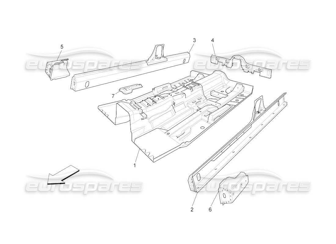 maserati qtp. (2010) 4.2 auto central structural frames and sheet panels part diagram