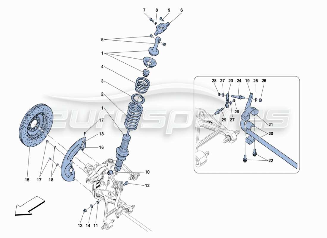 ferrari 488 challenge front shock absorbers parts diagram