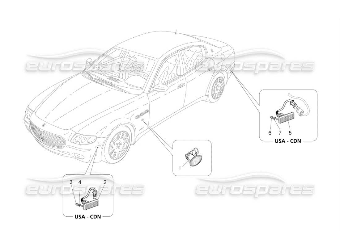 maserati qtp. (2007) 4.2 f1 side light clusters parts diagram