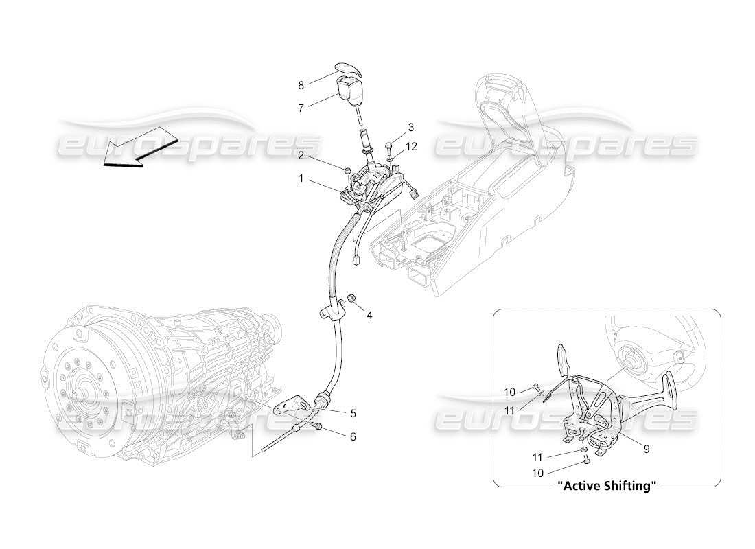 maserati qtp. (2010) 4.2 auto driver controls for automatic gearbox part diagram