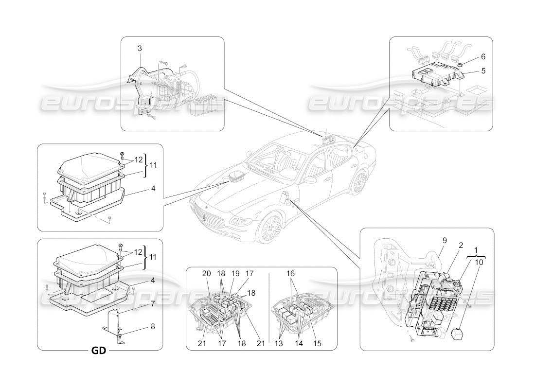 maserati qtp. (2010) 4.2 auto relays, fuses and boxes part diagram