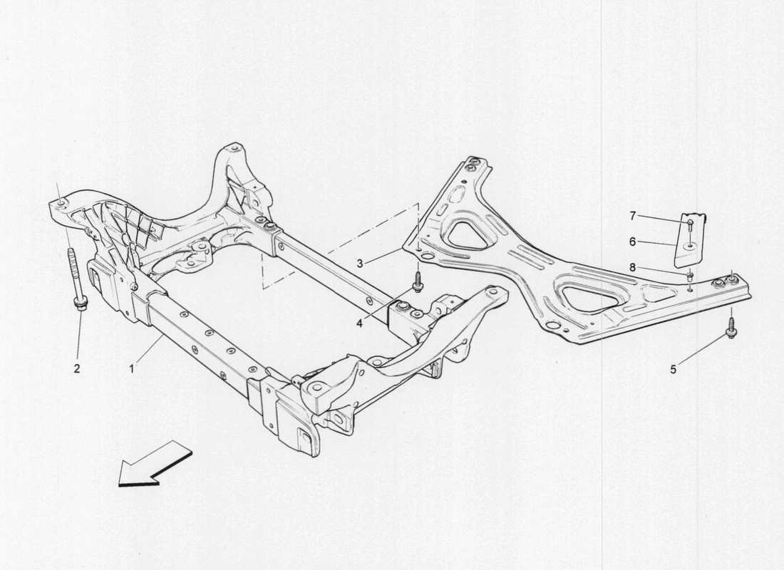 maserati qtp. v6 3.0 tds 275bhp 2017 front subframe parts diagram