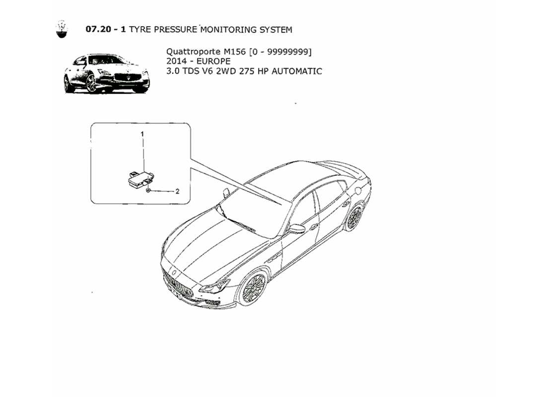 maserati qtp. v6 3.0 tds 275bhp 2014 tyre pressure monitoring system part diagram