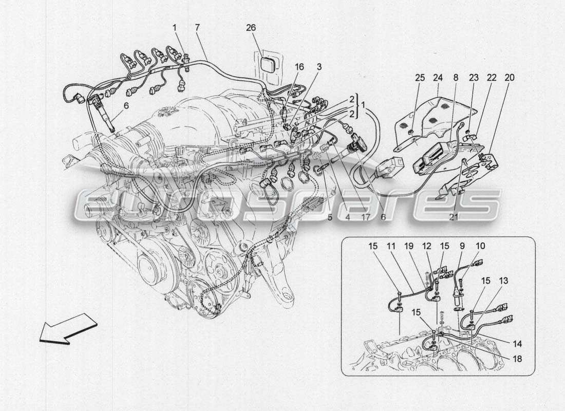 maserati grancabrio mc centenario electronic management - injection and control parts diagram