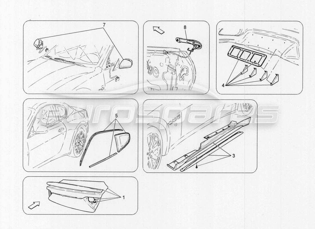maserati granturismo special edition trims and covering panels parts diagram