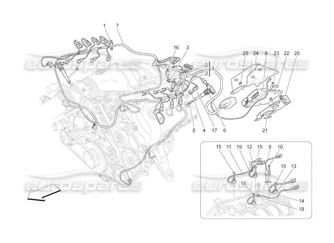 maserati qtp. (2011) 4.2 auto electronic control: injection and engine timing control parts diagram