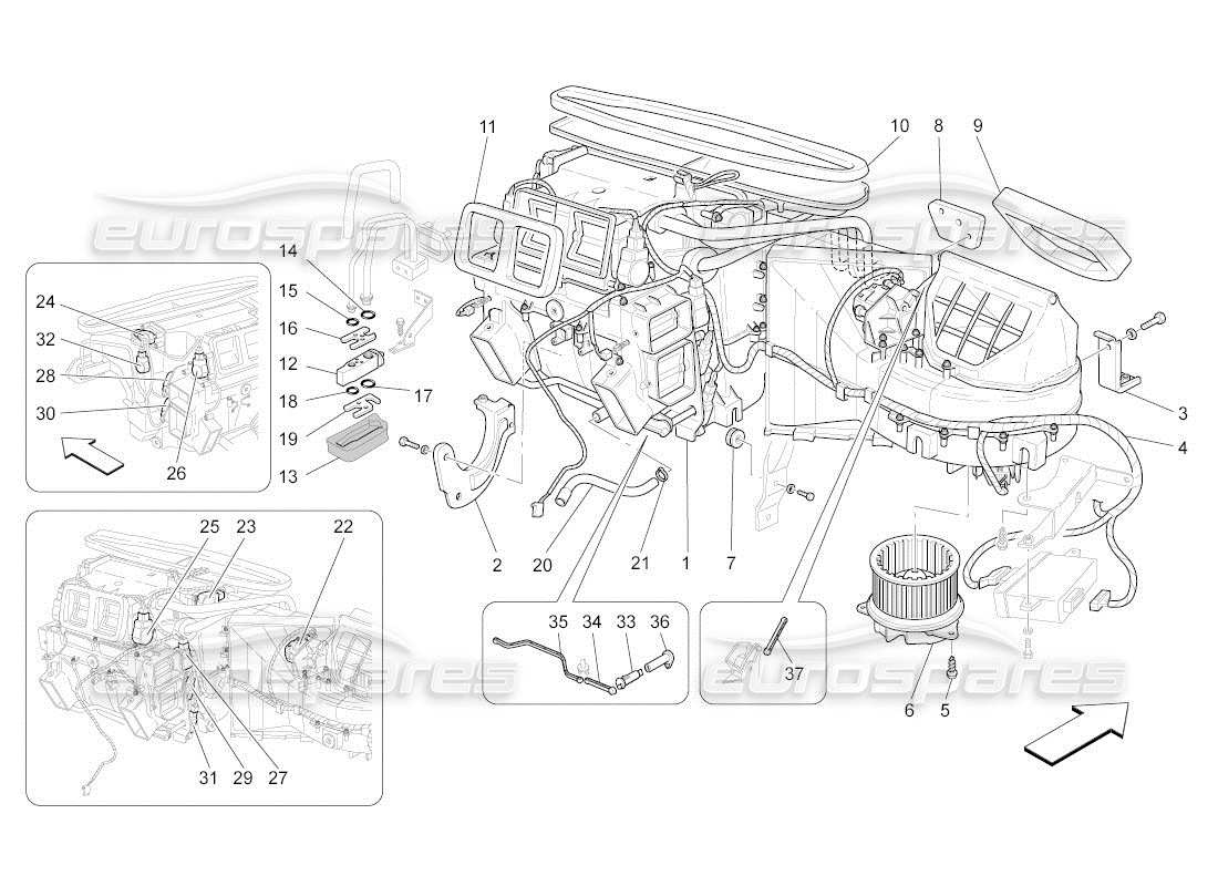 maserati qtp. (2010) 4.2 auto a c unit: dashboard devices part diagram