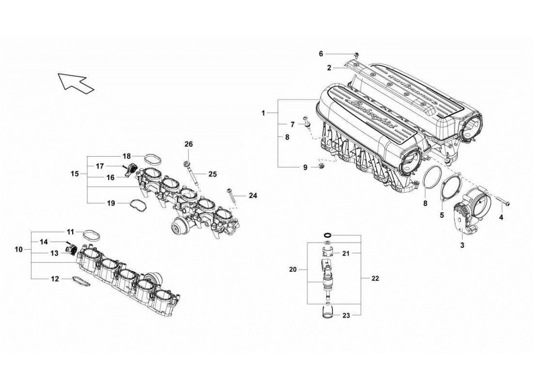 lamborghini gallardo sts ii sc intake manifold part diagram