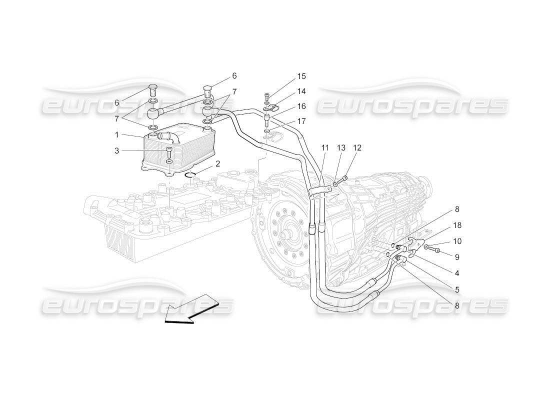 maserati qtp. (2011) 4.7 auto lubrication and gearbox oil cooling part diagram