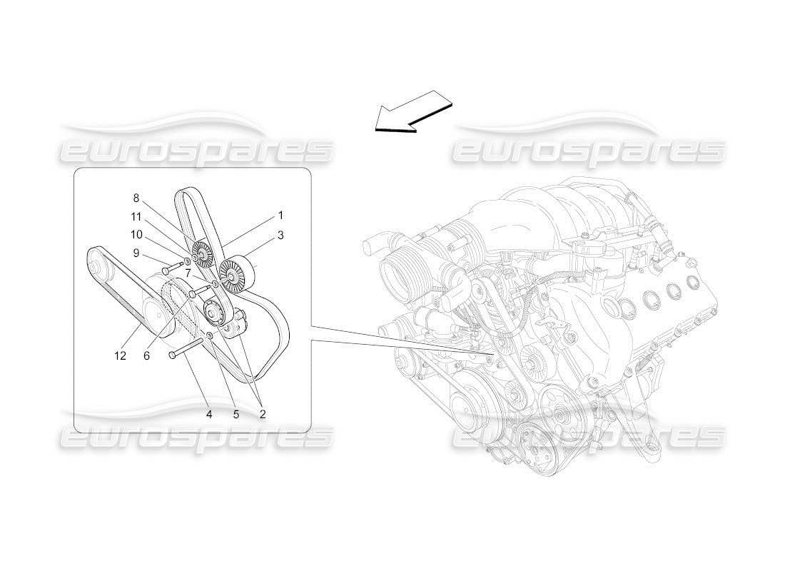 maserati qtp. (2010) 4.2 auto auxiliary device belts parts diagram