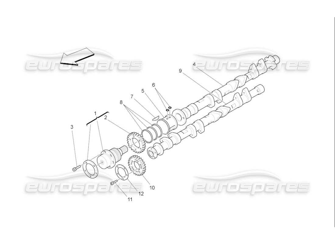 maserati qtp. (2007) 4.2 f1 rh cylinder head camshafts parts diagram