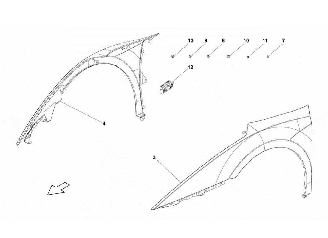 lamborghini gallardo lp560-4s update front fender parts diagram