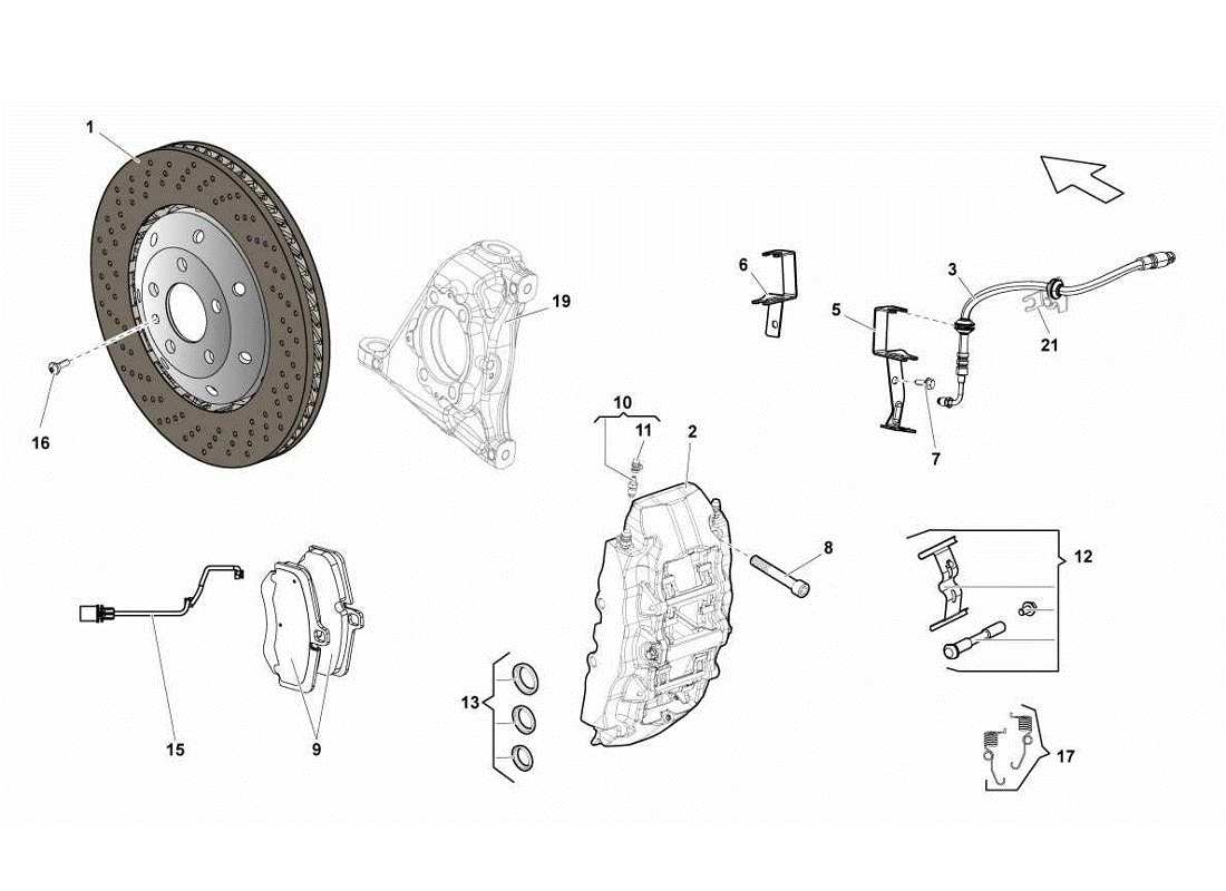 lamborghini gallardo lp560-4s update front brakes discs ccb part diagram