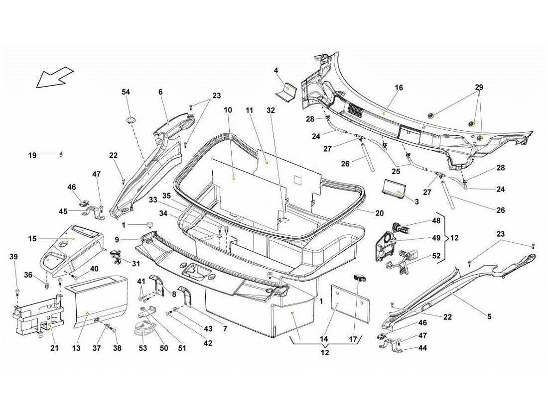 lamborghini gallardo lp560-4s update luggage boot trims part diagram