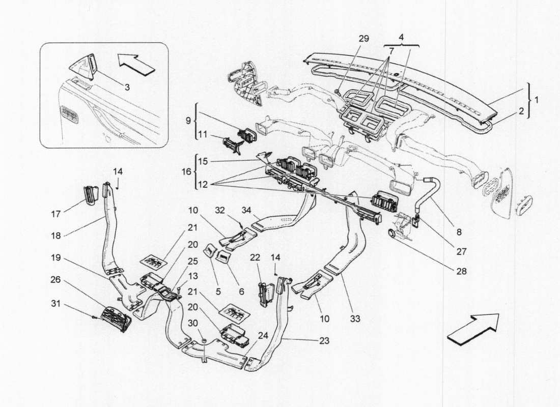 maserati qtp. v6 3.0 tds 275bhp 2017 a c unit: diffusion parts diagram