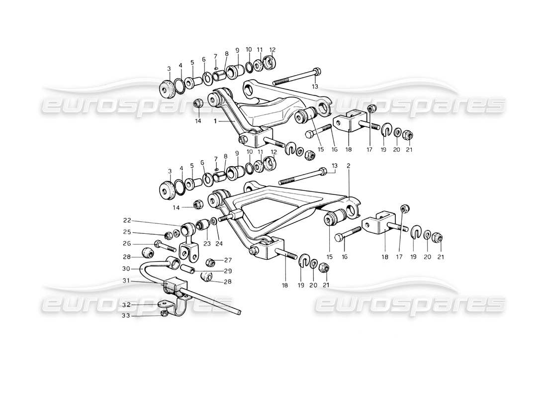 ferrari 246 dino (1975) rear suspension - wishbones parts diagram