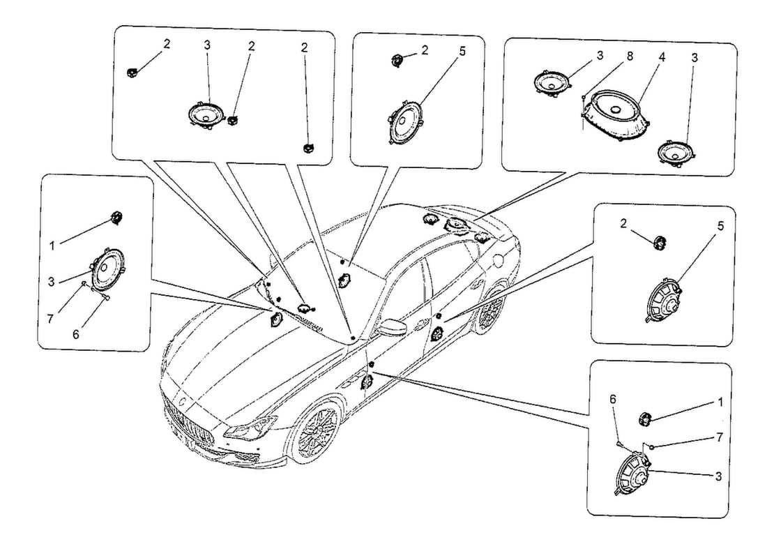 maserati qtp. v8 3.8 530bhp 2014 sound difusion system parts diagram