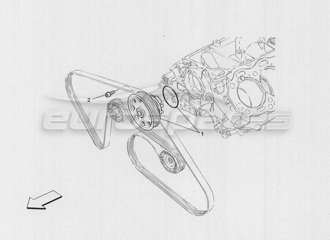 maserati qtp. v8 3.8 530bhp auto 2015 cooling system: water pump parts diagram