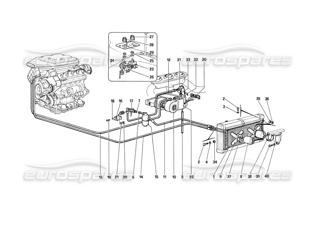 ferrari 308 (1981) gtbi/gtsi air conditioning system parts diagram