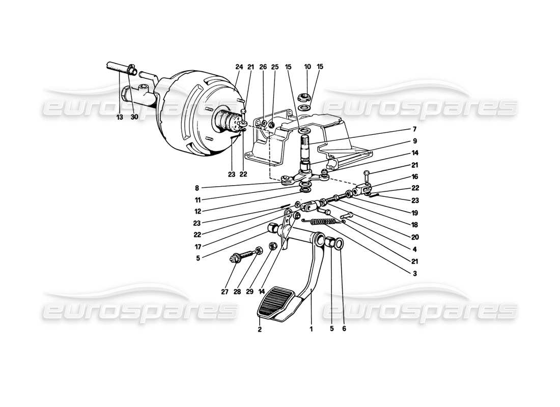 ferrari 308 gtb (1980) brake hydraulic system (variants for rhd versions) parts diagram