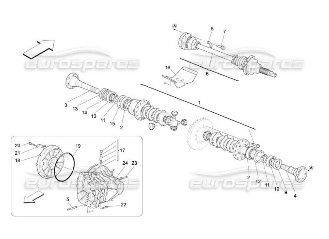 maserati qtp. (2005) 4.2 differential and rear axle shafts parts diagram
