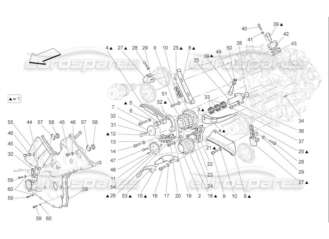 maserati qtp. (2007) 4.2 f1 lh cylinder head camshafts part diagram