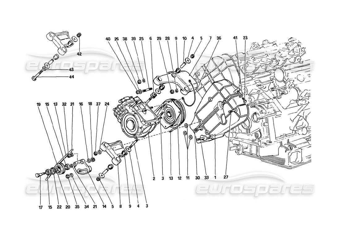 ferrari 308 gtb (1980) air conditioning compressor and controls parts diagram