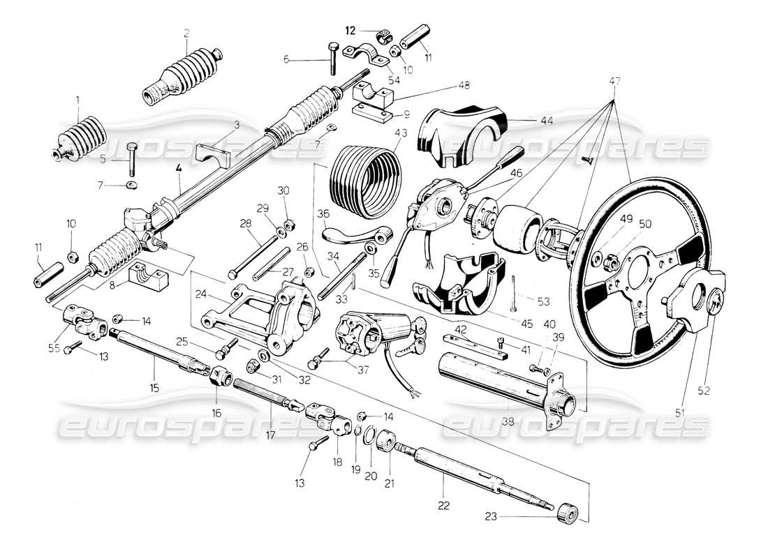 lamborghini countach 5000 qv (1985) steering (valid for qv variation - january 1987) part diagram