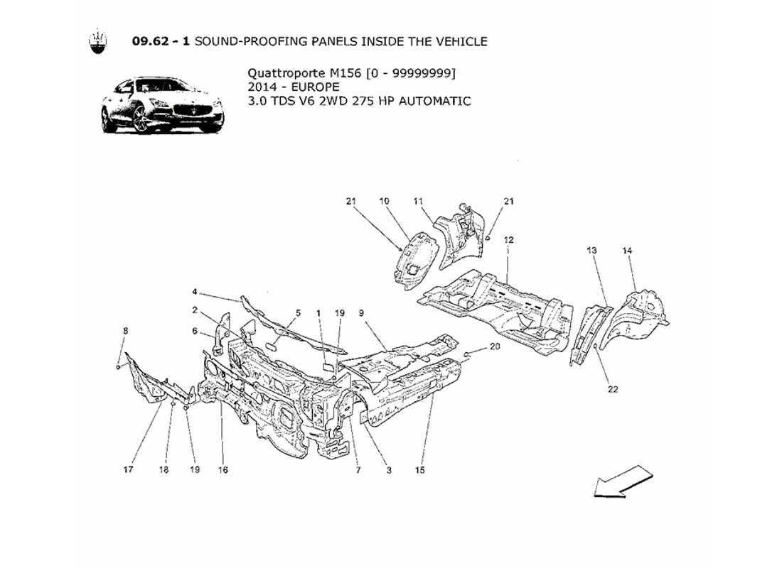 maserati qtp. v6 3.0 tds 275bhp 2014 sound-proofing panels inside the vehicle part diagram