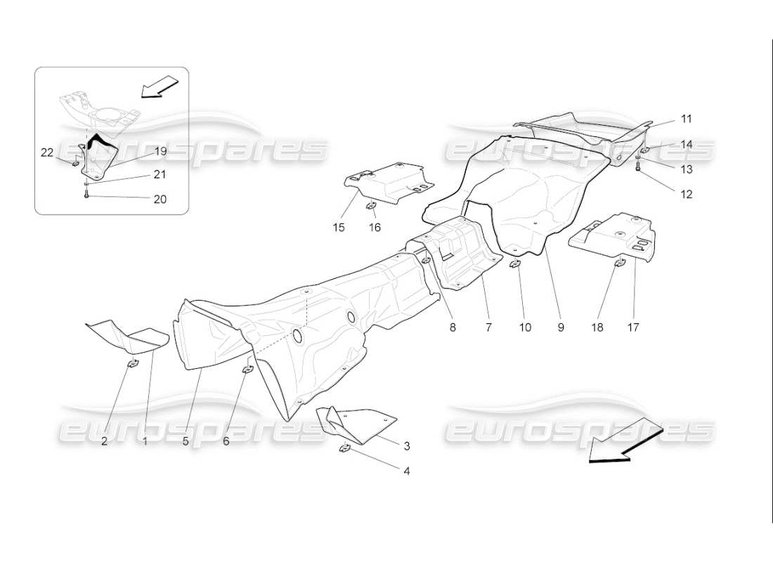 maserati qtp. (2010) 4.7 auto thermal insulating panels inside the vehicle parts diagram