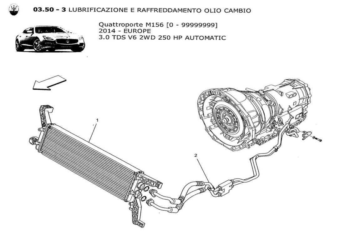 maserati qtp. v6 3.0 tds 250bhp 2014 lubrication and gearbox oil cooling part diagram