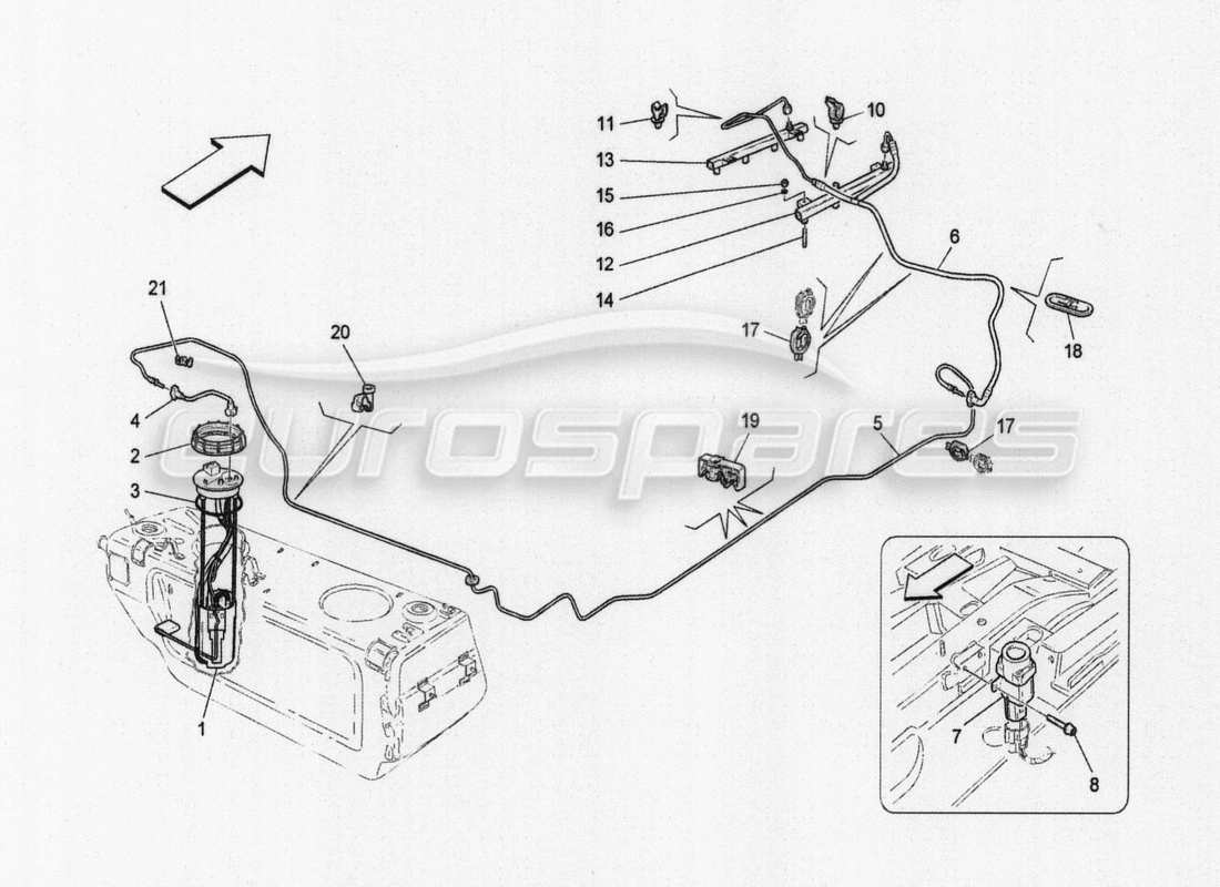 maserati granturismo special edition fuel pumps and connection lines parts diagram