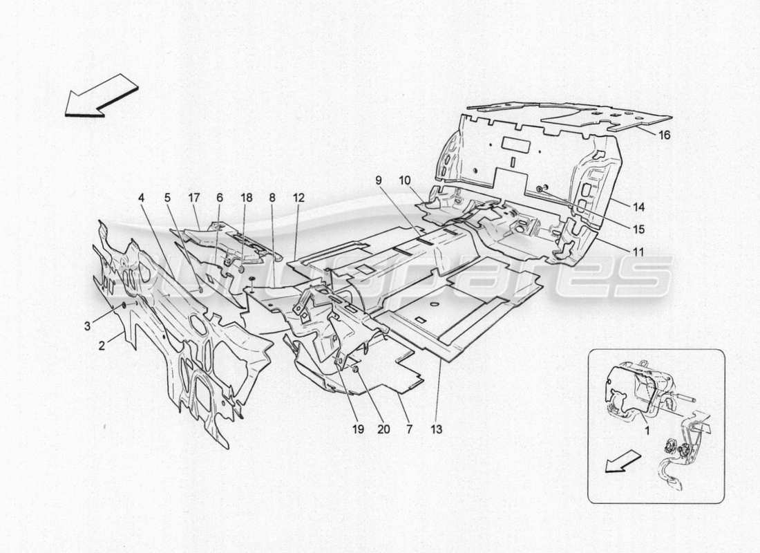 maserati granturismo special edition sound proofing panels inside vehicle parts diagram