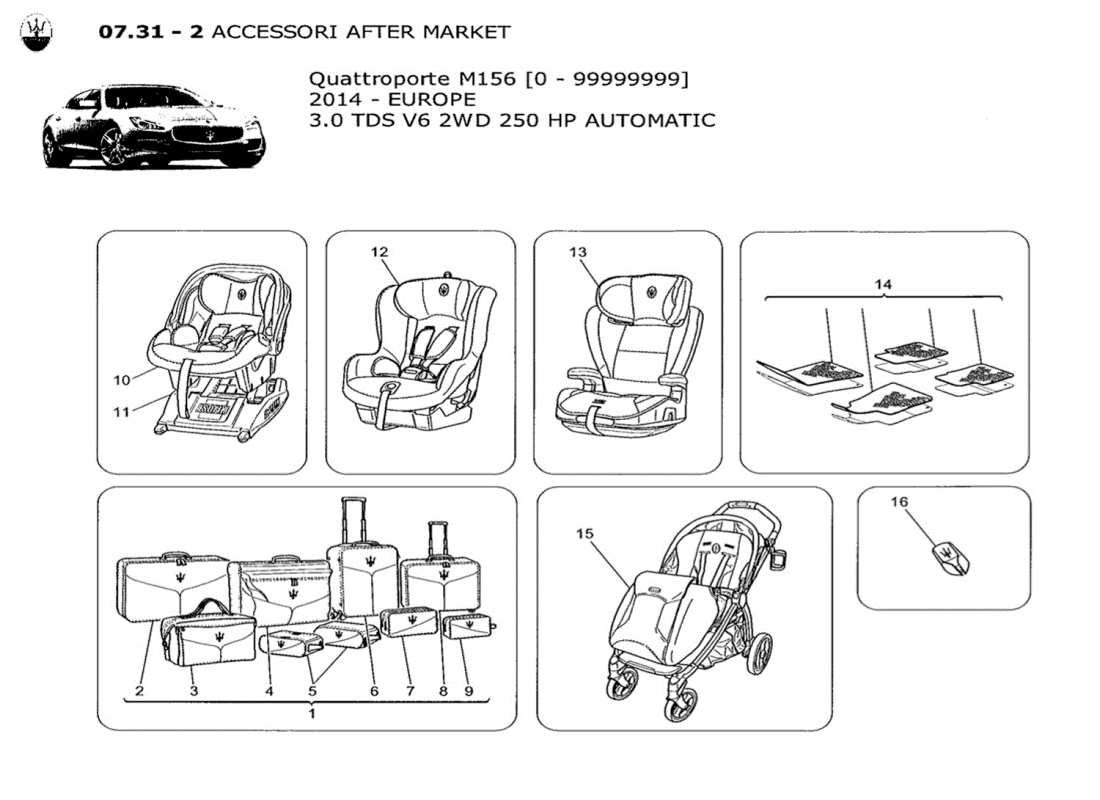 maserati qtp. v6 3.0 tds 250bhp 2014 after market accessories parts diagram