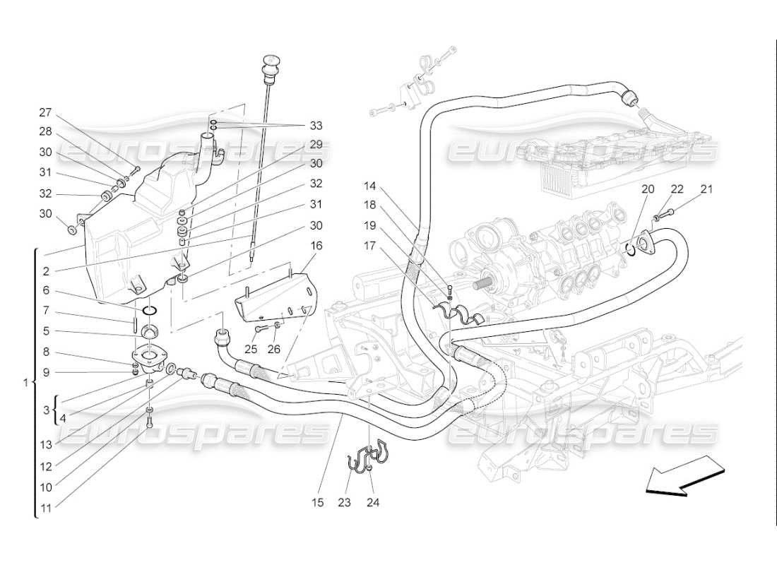 maserati qtp. (2007) 4.2 f1 lubrication system: circuit and collection part diagram