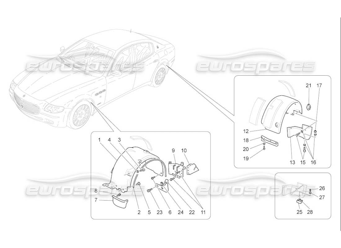 maserati qtp. (2007) 4.2 f1 wheelhouse and lids parts diagram