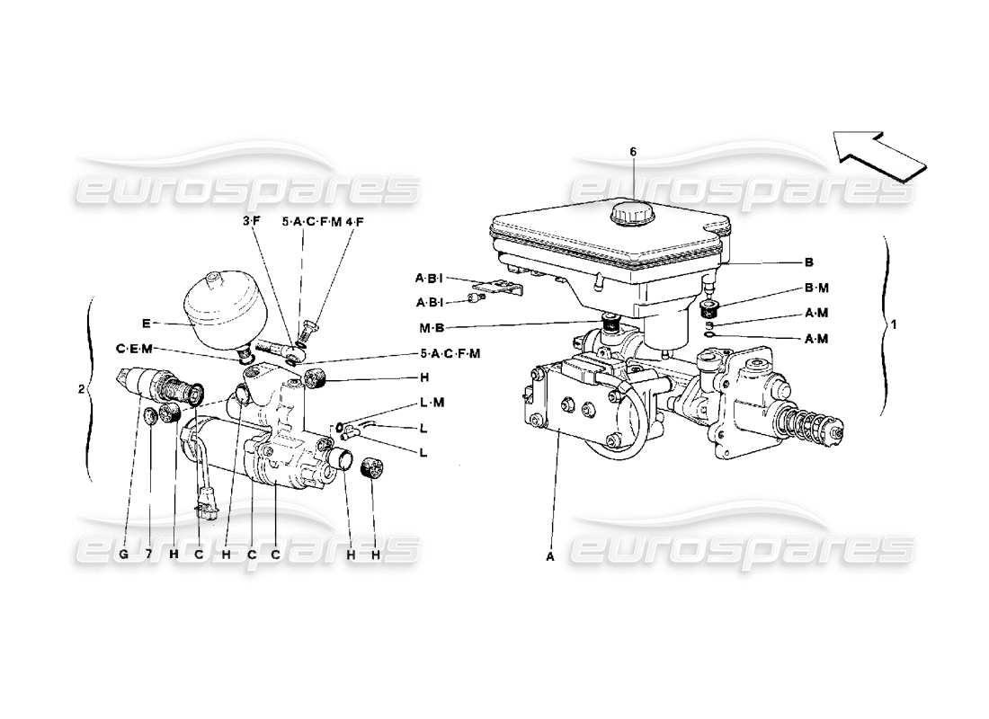 ferrari 348 (2.7 motronic) hydraulic system for antiskid part diagram