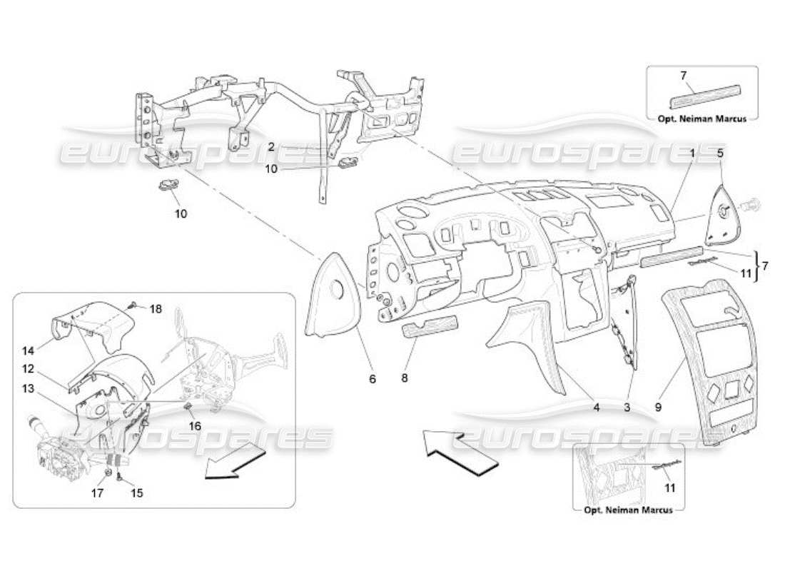 maserati qtp. (2005) 4.2 dashboard unit part diagram