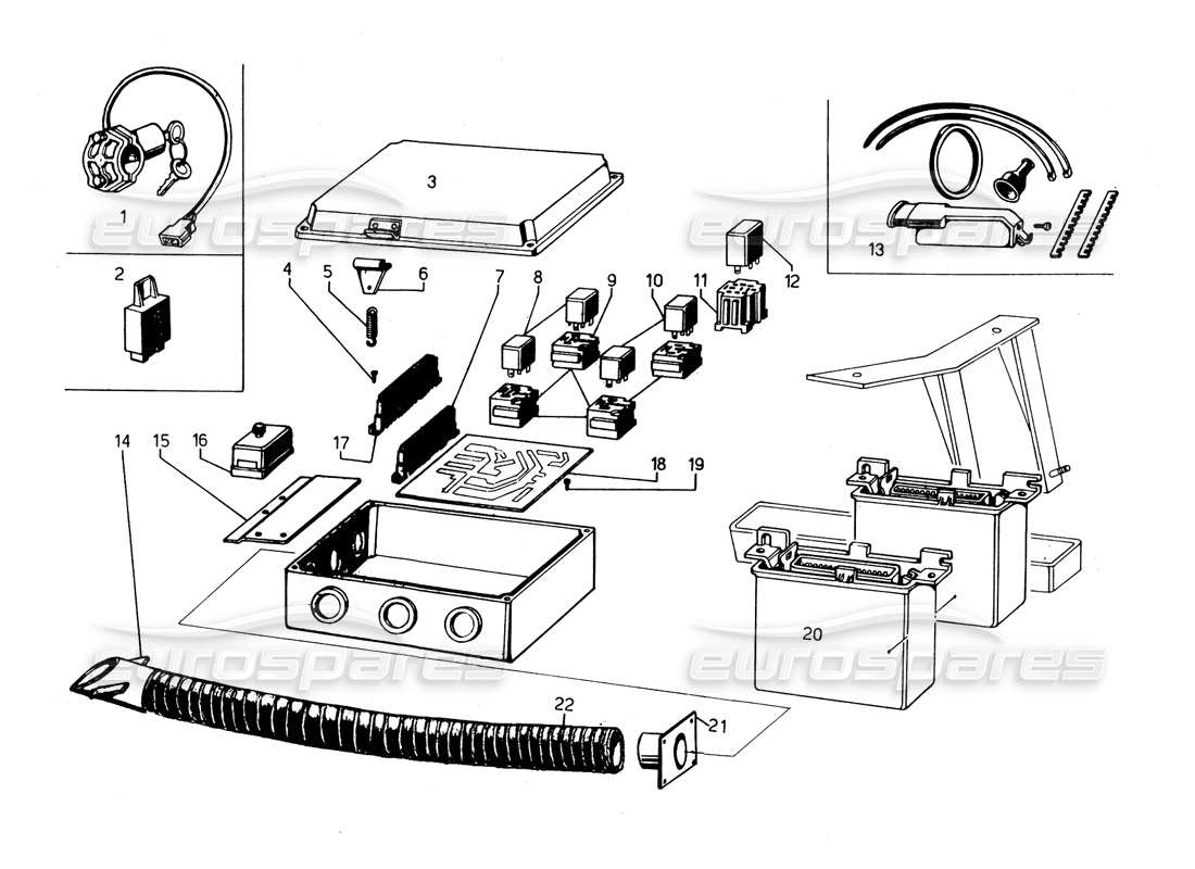 lamborghini countach 5000 qvi (1989) electrical system part diagram