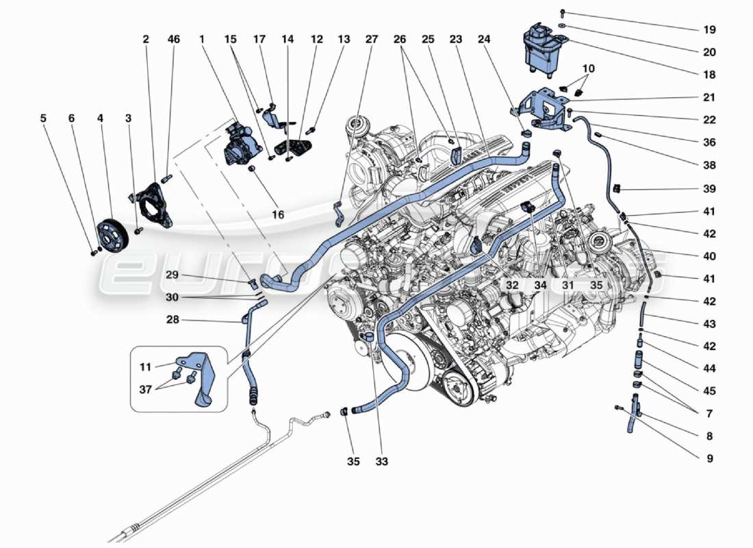 ferrari 488 challenge power steering pump parts diagram