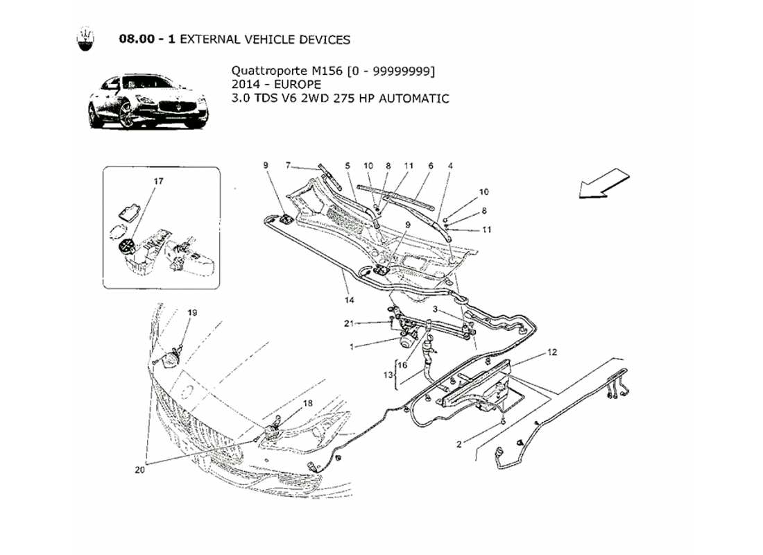 maserati qtp. v6 3.0 tds 275bhp 2014 external vehicle devices part diagram