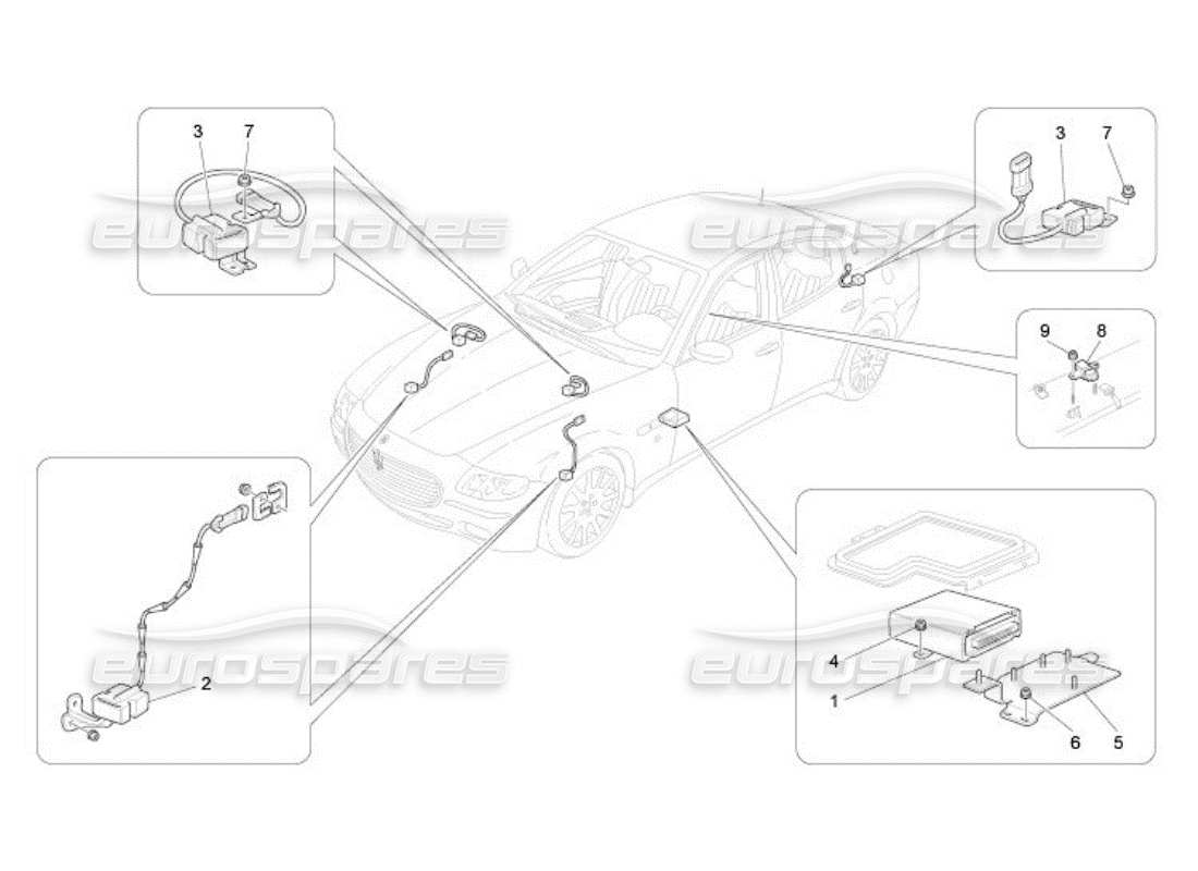 maserati qtp. (2005) 4.2 electronic control (suspension) part diagram