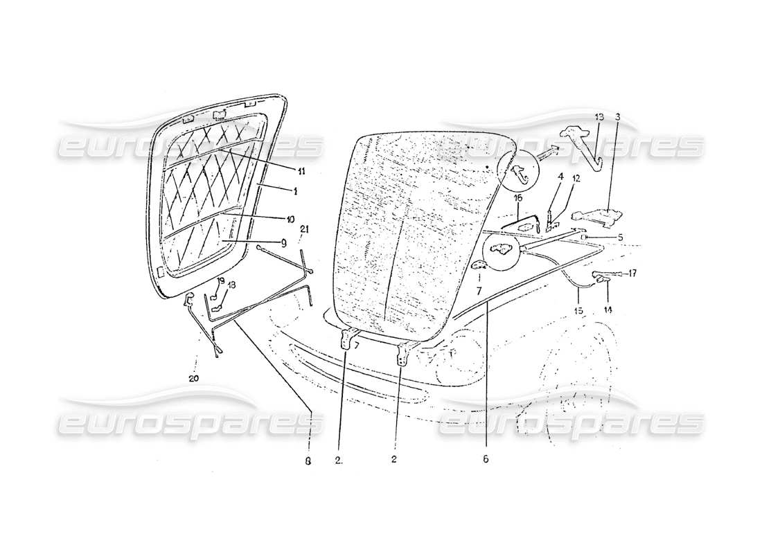 ferrari 275 (pininfarina coachwork) cofano mobile group parts diagram