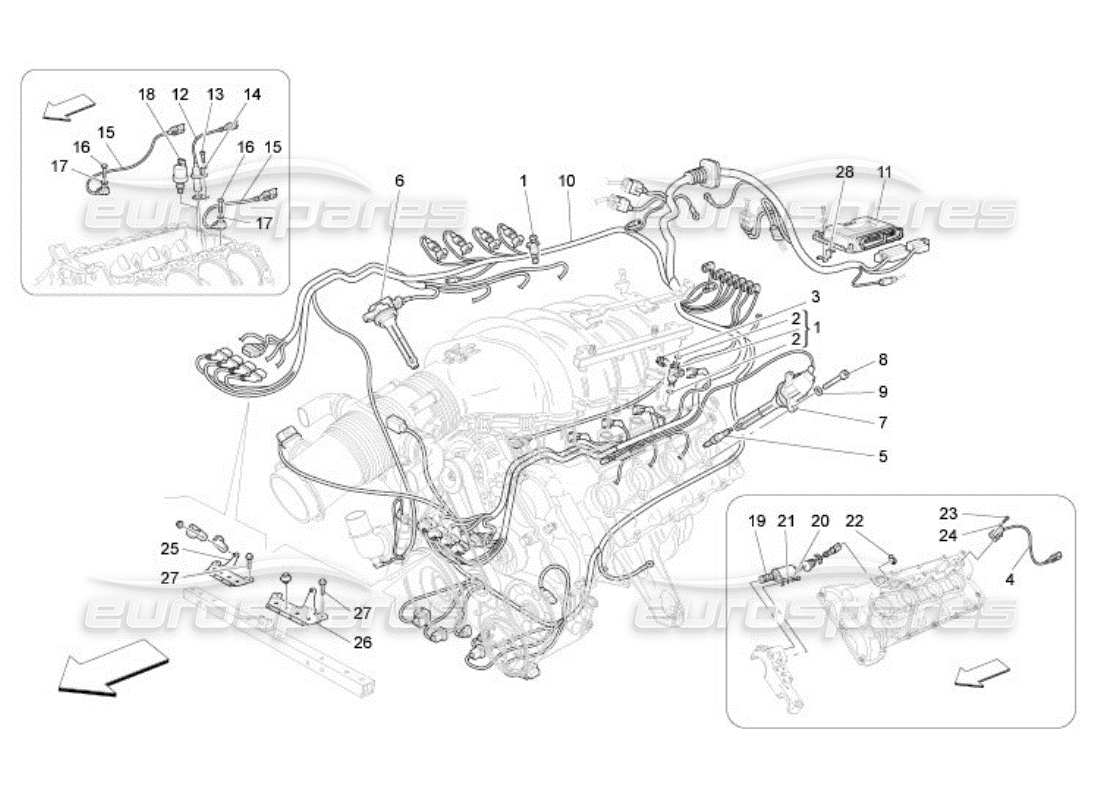 maserati qtp. (2005) 4.2 electronic control: injection and engine timing control part diagram