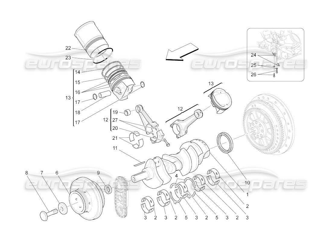 maserati qtp. (2010) 4.2 auto crank mechanism parts diagram