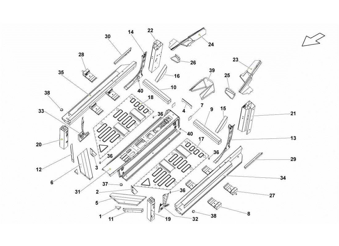 lamborghini gallardo sts ii sc center frame elements part diagram