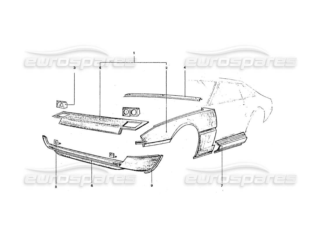 ferrari 365 gt4 2+2 coachwork front end panels parts diagram